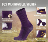 1 x RAW Customer Returns FORVEVO 3 Pairs Merino Hiking Socks Women 39-42 Purple, 60 Merino Wool Socks Women Padded, Thermal Socks, Sports Socks for Trekking Outdoor - RRP €18.14