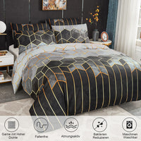 1 x RAW Customer Returns Xiongfeng Mitchell Marble Bed Linen 200x200 cm Grey Geometric Reversible Bed Linen Vintage Checked Microfiber Double Bed Duvet Cover and 2 Pillowcases 80x80cm with Zipper - RRP €33.69