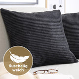 1 x RAW Customer Returns Blumtal set of 2 cushion covers 60 x 60 cm black - corduroy cushion cover with hidden zipper, soft corduroy cushion covers - for decorative cushions, upholstery, sofa cushions, decorative cushions and couch cushions - RRP €19.15