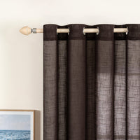 1 x RAW Customer Returns MIULEE Set of 2 Voile Curtains Sheer Linen Curtain with Eyelets Transparent Linen Look Curtain Eyelet Curtain Living Room Window Curtain Translucent Decorative Curtain Bedroom 140 x 225 cm W x H Coffee - RRP €28.99