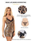 1 x RAW Customer Returns comeondear lingerie set sexy babydoll for women nightdress leopard skirt V-neck dress milk fiber lingerie sleepwear sexy underwear with G-string large sizes underwear XS-S 36-38  - RRP €19.99