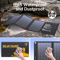 1 x RAW Customer Returns WASTDE 30W Portable ETFE Foldable Solar Panel with DC30V USB-A USB-C QC3.0 Connectors IP67 Waterproof Camping Hiking Outdoor Activities for Cellphones Batteries and - RRP €79.99