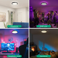 1 x RAW Customer Returns EDISHINE LED ceiling light dimmable, RGB color change, black flat ceiling lamp living room, 24W 4W RGB, with remote control, warm white neutral white cold white, memory function, bedroom children s room - RRP €19.99