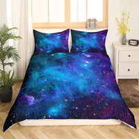 1 x RAW Customer Returns Homewish Galaxy Series Comforter Cover Set Blue Purple Starry Sky Printed Decor Bedding Set for Women Teens Boys Universe Outer Space Theme Duvet Cover Nebula Galaxy Bedspread, 200x200 - RRP €41.34