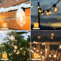 1 x RAW Customer Returns Ollny outdoor fairy lights 30M, outdoor fairy lights with 50 3 G40 bulbs, waterproof LED fairy lights for garden, camping, gazebo, patio, weddings, parties - RRP €40.33