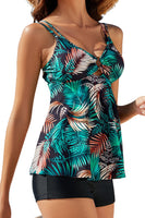 1 x RAW Customer Returns VILOREE Women s Tankini Set Figure Optimizer Two-Piece Floral Swimwear with Hot Pants Leaves N96 2XL - RRP €29.89