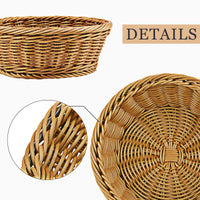 1 x RAW Customer Returns WANDIC Woven Basket, 3 Pack Polywicker Bread Storage Baskets for Food Fruit Vegetable Flat Shop Supermarket Exhibition Serving Restaurant Home Kitchen Round Brown - RRP €28.45