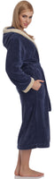 1 x RAW Customer Returns L L Women s Hooded Bathrobe LL0030 Navy Blue Angora, S  - RRP €22.68