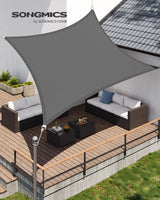 1 x RAW Customer Returns SONGMICS sun sail 3 x 4 m, waterproof with a water column of 665 mm, sun protection made of tear-resistant polyester, UV protection 93 , terrace, garden, balcony, rectangular, 2 m ropes, smoke grey GSH34GYV1 - RRP €29.99