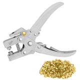 1 x RAW Customer Returns Kurtzy Eyelet Riveter Pliers with 100 Eyelets Leather Belt Eyelet Puncher 16 cm 7.2 mm Gold Metal Eyelets Punch for Leather, Fabric, Clothes, Shoes, Bags and Crafts - RRP €14.99