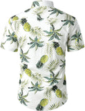 1 x RAW Customer Returns JOGAL Men s Hawaiian Shirt Casual Floral Short Sleeve White Turquoise XXXL - RRP €39.99