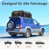 1 x RAW Customer Returns Rymopuey roof box car 15 cubic 425 L, 700D waterproof roof box car, roof box with anti-slip mat and 6 heavy-duty straps, foldable soft roof bag car for cars with without luggage rack blue  - RRP €79.33