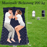 1 x RAW Customer Returns LUFEEMGA 2 Person Camping Sleeping Pad Double Ultralight Mattress Waterproof Foldable Sleeping Mats with Pillow for Camping, Picnic, Trekking and Travel, 200 122 7 cm Navy Blue  - RRP €60.99