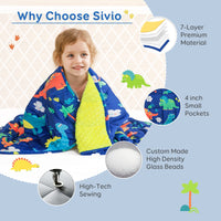 1 x RAW Customer Returns Sivio Weighted Blanket Kids 1.4 kg, 90x120cm, Super Soft Crystal Velvet with Dinosaur Cartoon Patterns, Reversible Heavy Blanket for Children, Blue Dinosaurs - RRP €36.99