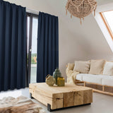 1 x RAW Customer Returns Deconovo opaque curtains, winter living room, noise protection with ruffle tape, cold protection, 210 x 140 cm height x width , dark blue, set of 2 - RRP €33.26