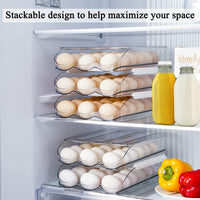 1 x RAW Customer Returns memeyou Large Capacity Egg Holder for Refrigerator, Auto Roll Egg Container Organizer Tray Stackable Fresh Storage Box for Fridge Plastic Clear 2 Layers  - RRP €25.99