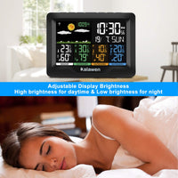 1 x RAW Customer Returns Kalawen Digital Weather Station with 3 Automatic Wireless Outdoor Sensors with LCD Screen Display Alarm Clock Time Date Temperature Humidity Weather Forecast - RRP €54.99