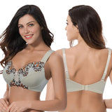 1 x RAW Customer Returns Curve Muse Women s Plus Size Minimizer Wireless Unlined Bra with Embroidered Lace - 2 Pack-Nude, Light Blue-90E - RRP €38.3