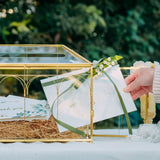 1 x RAW Customer Returns NCYP 32x15x23 cm Golden Glass Card Box with Slot and Lock for Wedding Reception Vintage Geometric Terrarium, Handmade Card Holder for Wedding Party Decor Glass Box and Lock Only  - RRP €62.99