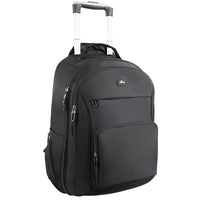 1 x RAW Customer Returns WIRABO Backpack with Wheels, 17.3 Inch Laptop Trolley 40L Backpack Travel Bag with Wheels Large School Trolley Hand Luggage for Men Business, Work, College, Black - RRP €70.95