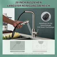 1 x RAW Customer Returns Kitchen faucet stainless steel kitchen faucet mixer tap with shower pull-out high pressure 360 swivel kitchen sink faucet two jet types water jet types faucet - RRP €39.77