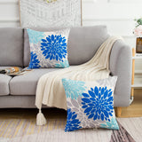 16 x Brand New Cushion cover summer blue and grey dahlia modern sofa cushion throw pillow linen cushion cover decorative couch cushions square soft cushion covers cover for sofa bench bed car 45x45 - RRP €209.6