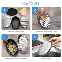 1 x RAW Customer Returns DIFCUL Cheese Grater with Container Kitchen Grater with 2 Sizes for Shredded Cheese Ginger Lemon Carrot Vegetables - RRP €11.78