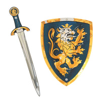 1 x RAW Customer Returns Liontouch - Noble Knight Sword and Shield, Blue Medieval Foam Play Set for Children with Golden Lion Theme Safe Weapons and Battle Armor for Disguises and Costumes - RRP €30.24