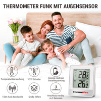 1 x RAW Customer Returns ThermoPro TP200C Digital Home Thermometer, Mini LCD Weather Station, Indoor and Outdoor Thermometer with Temperature Sensor up to 150 m - RRP €20.98