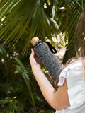 1 x RAW Customer Returns spottle glass bottle 550ml with neoprene cover - mottled black bamboo - RRP €24.9