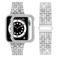 1 x RAW Customer Returns wutwuk Apple Watch Strap 41mm 40mm 44mm 45mm 38mm 42mm Women Glitter Compatible with iWatch Series SE 9 8 7 6 5 4 3 2 1 Diamond Rhinestone Hard PC Protective Frame Ultra Thin Protective Case Silver - RRP €24.99