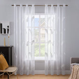 1 x RAW Customer Returns MIULEE Voile Curtain Store Curtain Sheer Flowers with Feather Embroidery Curtains with Eyelets Transparent Curtain Window Curtain for Living Room Bedroom Set of 2 140 x 215 cm W x H Feather White - RRP €31.75