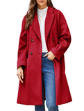 1 x RAW Customer Returns GRACE KARIN Women s Basic Winter Coat Medium Length Coat Elegant V-Neck Outwear Warm Oversized Plain Coat Autumn Winter Women s Coat Red L - RRP €93.23