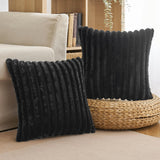 1 x RAW Customer Returns MIULEE Plush Velvet Cushion Cover Pillowcases Faux Fur Soft Modern Sofa Cushions Throw Pillows Smooth Zipper Washable Decorative Cushion Cover for Living Room Bedroom Sofa Set of 2 50 x 50 cm Black - RRP €20.49