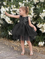 1 x RAW Customer Returns AGQT Baby Girls Tutu Tulle Dress Sleeveless Party Dress Princess Sequins Flower Girl Dress Black 18-24 Months - RRP €31.25