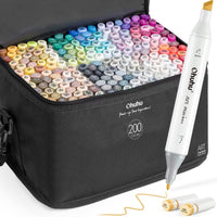 1 x RAW Customer Returns Ohuhu Marker Pens Set, 200 Colors Pens Set Permanent Marker Pen Chisel Fine Double Tips Art Sketch Twin Marker Pens with Carrying Case for Painting Coloring Underlining, Oahu Series - RRP €100.84