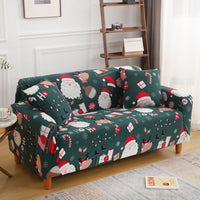 1 x Brand New WONGS BEDDING Christmas Sofa Cover 2 Seater, Elastic Stretch Sofa Cover, Santa Claus Pattern Sofa Cover, Sofa Cover Protector for Dogs Pets, Green Reindeer - RRP €23.18