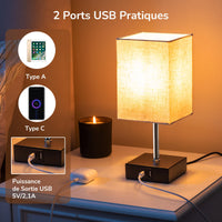 1 x RAW Customer Returns EDISHINE Touch Bedside Lamps Set of 2, with USB-A and USB-C Charging Port, E27 LED Bulb Included, 3 Brightnesses for Bedroom, Living Room, Hotel, Linen Lampshade - RRP €52.99