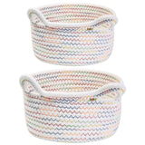 6 x Brand New Storage basket cotton rope braided set of 2, storage baskets, bathroom changing table accessories braided basket organizer organizational cotton for decoration children s room toys colored cat ears  - RRP €122.4