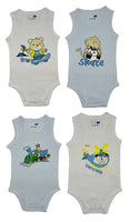 3 x Brand New 4 x Baby Bodysuits for Summer, Babies, Cotton, Pack of 4 0-3 Months - RRP €82.8