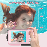 1 x RAW Customer Returns Underwater Camera Waterproof Camera 10FT 1080P Full HD 30MP Underwater Camera Kids 16X Digital Zoom Anti Shake Digital Camera Pink  - RRP €70.4