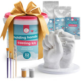 1 x RAW Customer Returns chuckle - 3D handprint set plaster cast hands couple, plaster handprint set couples, with gold color - plaster handprint for couples - anniversary, couple gifts for him and for her - non-toxic simple - RRP €30.48