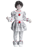 1 x Brand New IKALI Kids Clown Costume Halloween Creepy Masquerade Costume Gray Clown Suit Skiller for Boys and Girls 3-10 Years - RRP €25.28