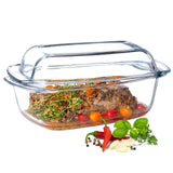 1 x RAW Customer Returns KADAX casserole dish with lid and handles, 5.1L, rectangular glass roaster made of heat-resistant glass, glass casserole dish, oven dish for meat, lasagne, oven - RRP €27.38