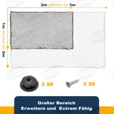 1 x RAW Customer Returns HENMI trailer net 1x2 to 2x3m sandpit net for safety net for trailer load securing net extends to cover net contains 20 pieces round button and screws compatible for SUV ATV - RRP €25.2