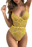 1 x RAW Customer Returns EVELIFE Women s Sexy Lingerie Bodysuit Bra with Underwire Jumpsuit Lingerie Negligee Lace Underwear Babydoll Lingerie Yellow, S  - RRP €17.84