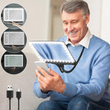 1 x RAW Customer Returns 5X Hands Free Magnifying Glass with Light Hanging Neck, 43 LEDs Charge Flexible Gooseneck Full Page Magnifying Glass, 8 x 5 Large Page Magnifier for Reading Small Prints Low Vision Seniors - RRP €29.27