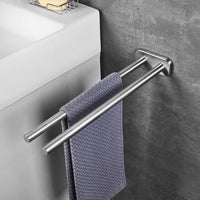 1 x RAW Customer Returns JS Towel Holder Stainless Steel Brushed Bathroom Towel Rail Two Arms Wall Mounted Bathroom Towel Holder 40cm - RRP €22.99