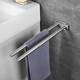 1 x RAW Customer Returns JS Towel Holder Stainless Steel Brushed Bathroom Towel Rail Two Arms Wall Mounted Bathroom Towel Holder 40cm - RRP €22.99