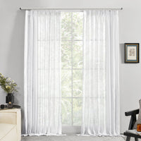 1 x RAW Customer Returns Deconovo Voile Transparent Curtain with Ruffle Tape Semi-Transparent Decorative Curtain Semi-Transparent Linen Look Airy Curtains Children s Room, 245 x 140 cm Height x Width , White, Set of 2 - RRP €24.16